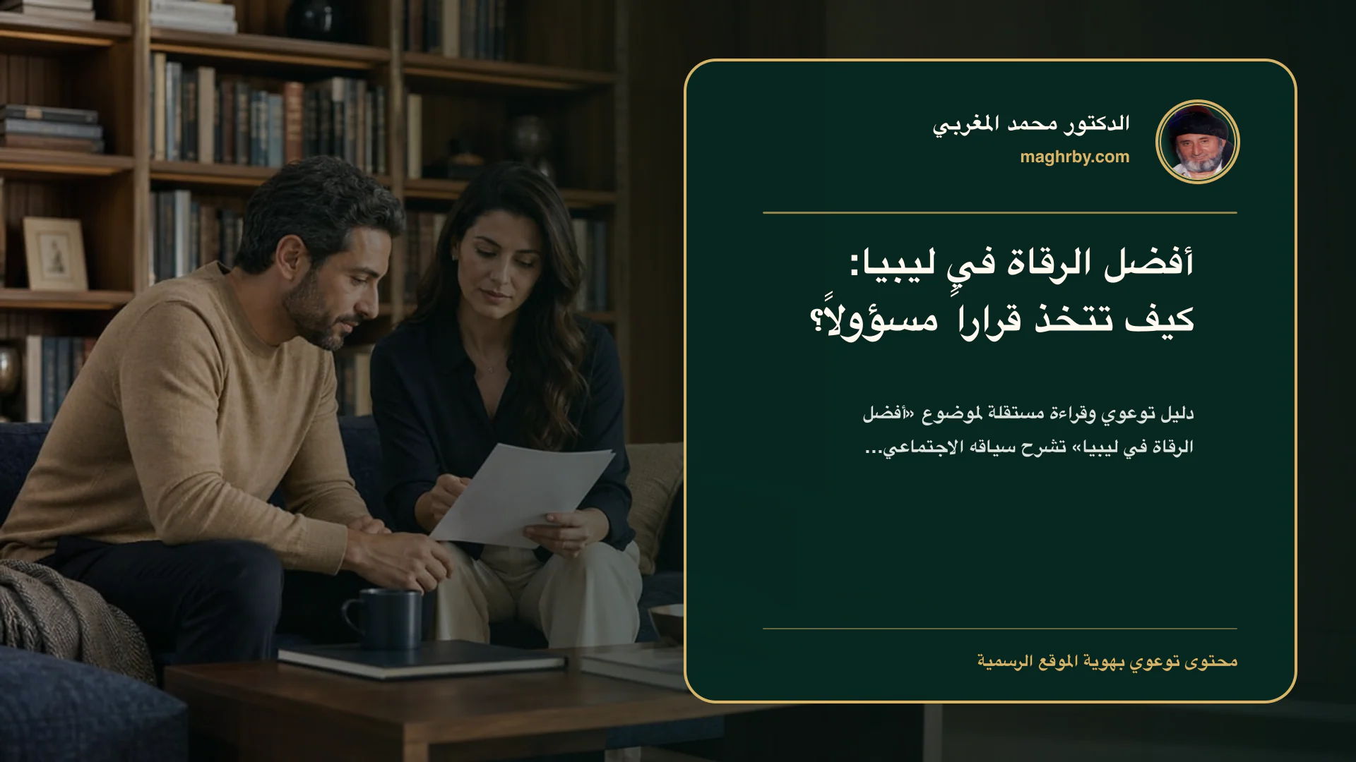 غلاف مقال «أفضل الرقاة في ليبيا: كيف تتخذ قراراً مسؤولاً؟» بهوية الدكتور محمد المغربي
